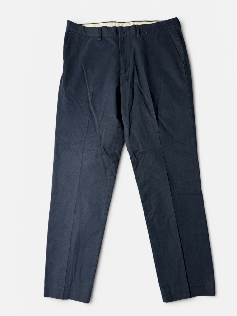 J. Crew mens 34x32 navy blue classic fit Bowery flat front chino pants EUC